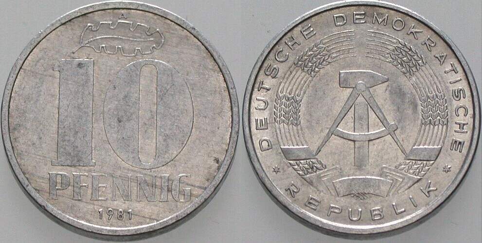 10 Pfennig 1981 J. 1510 sehr schön