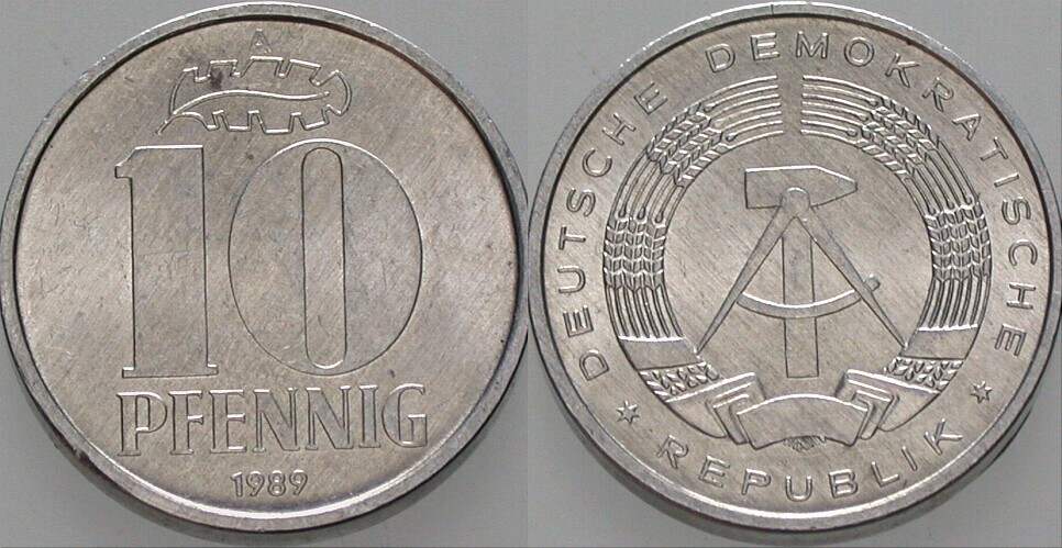 10 Pfennig 1989 J. 1510 Sehr schön