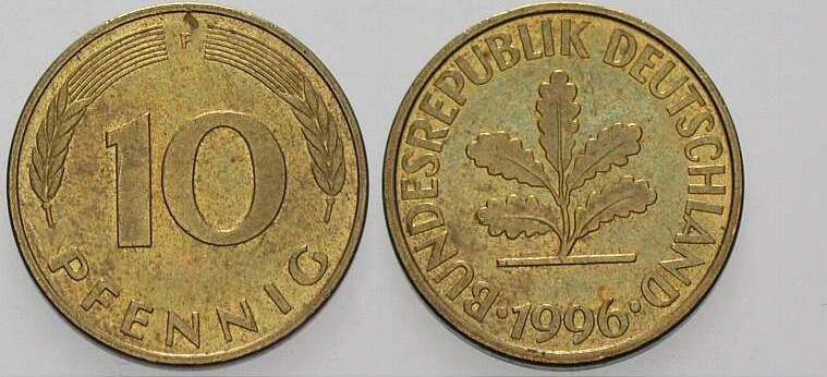 10 Pfennig 1996 J. 383 sehr schön