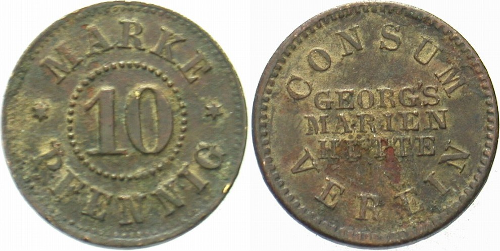 10 Pfennig o.J. Menzel 8866.7 Belag, sehr schön
