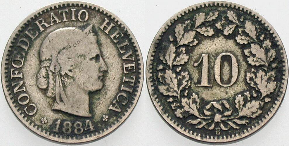 10 Rappen 1884 Divo/Tobler 314 Sehr schön