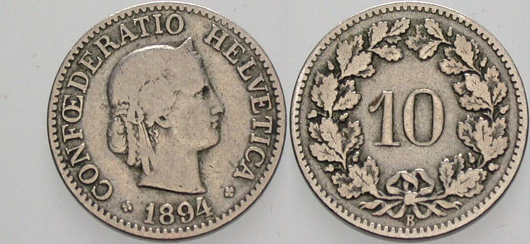 10 Rappen 1894 Divo/Tobler 314 schön - sehr schön