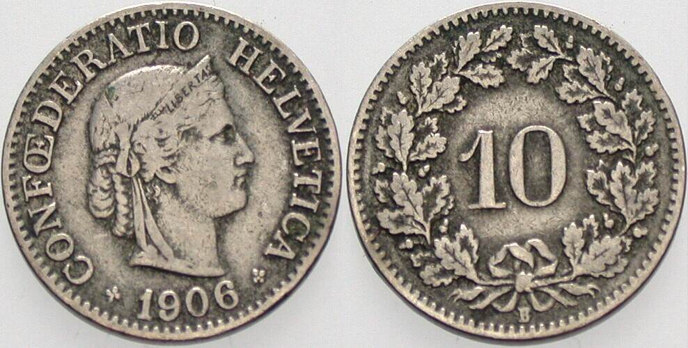 10 Rappen 1906 Divo/Tobler 314 Sehr schön