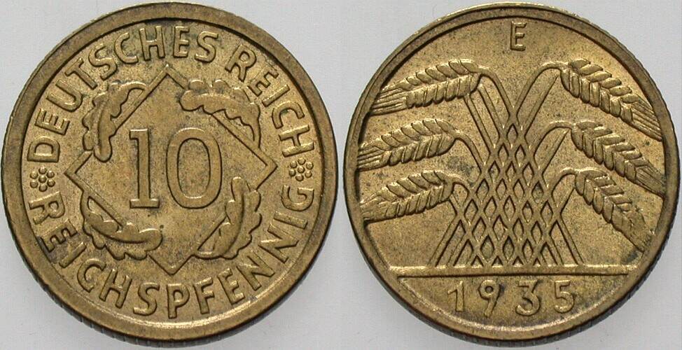 10 Reichspfennig 1935 J. 317 Vorzüglich