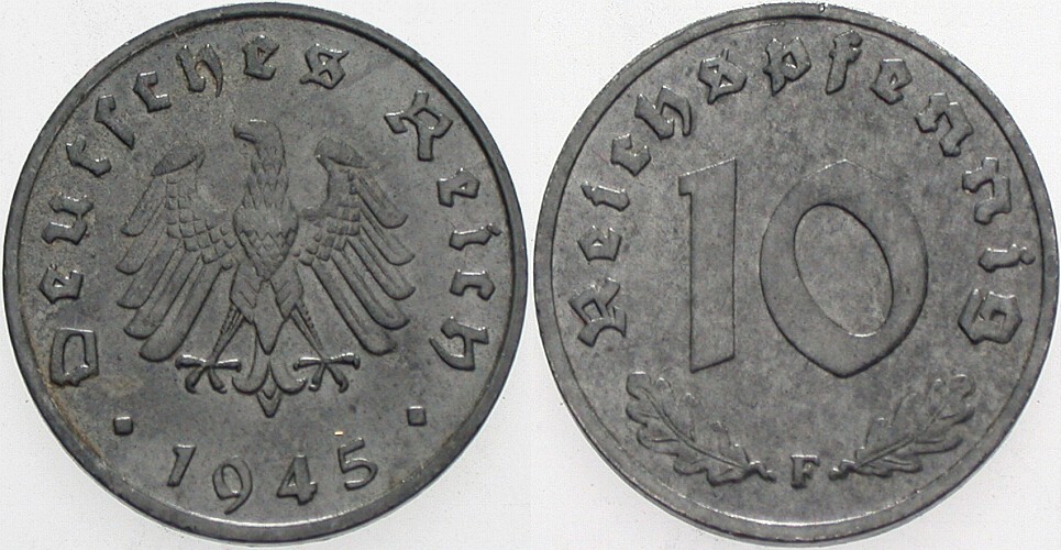 10 Reichspfennig ohne HK 1945 J. 375 Vorzüglich
