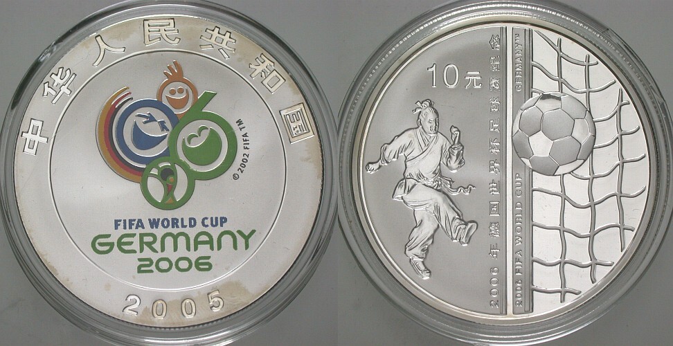 10 Yuan 2005 KM. 1618 Polierte Platte, coloriert, verkapselt