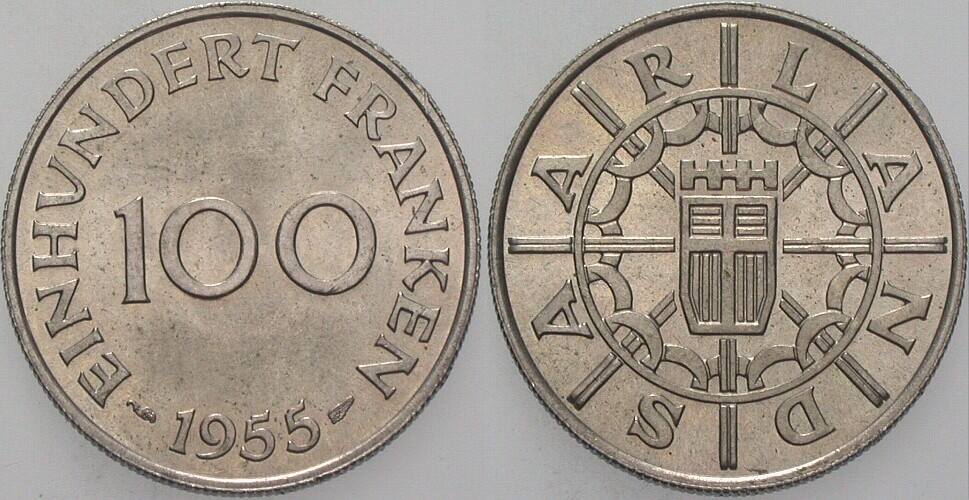 100 Franken 1955 J. 804 Vorzüglich