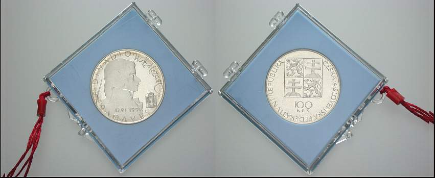 100 Korun 1991 K.M. 154 Polierte Platte in Originalkapsel (Kapsel leicht beschädigt)