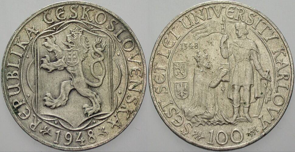 100 Kronen 1948 K.M. 26 Patina, sehr schön