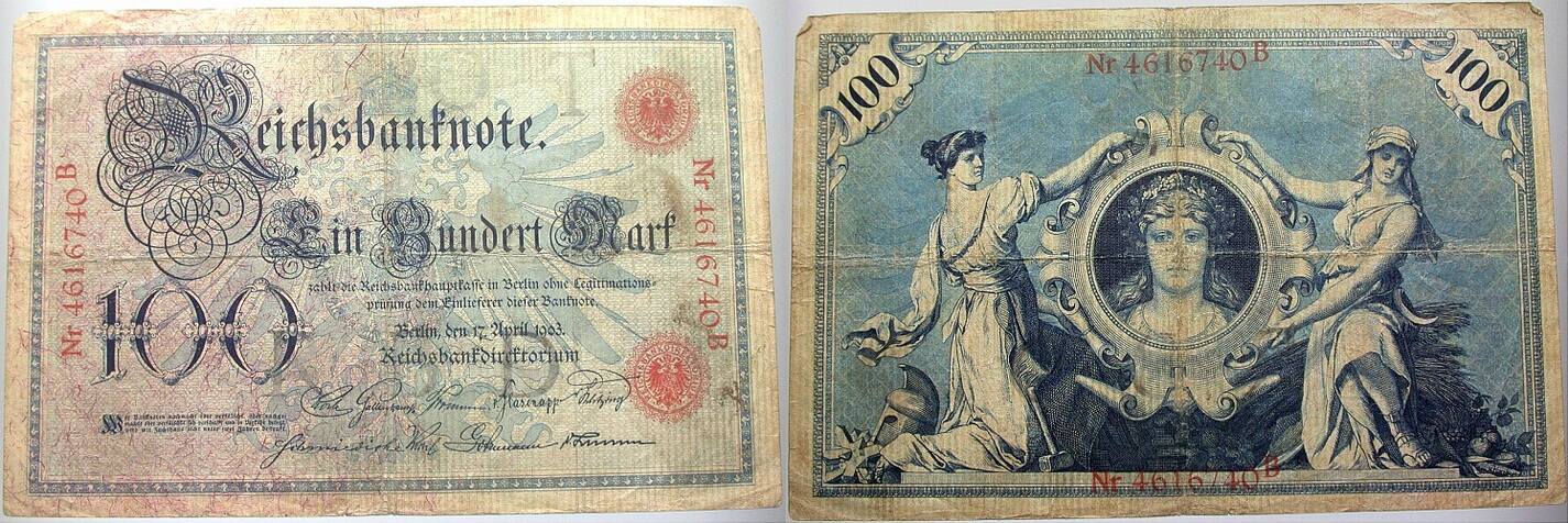 100 Mark 17.4.1903 Rosenberg 20 Stärker gebraucht