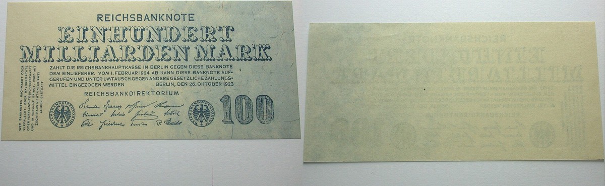 100 Milliarden Mark 26.10.1923 Rosenberg 123 Kassenfrisch