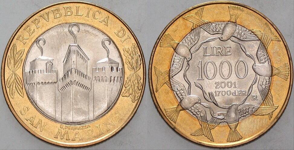 1000 Lire 2001 K.M. 430 Vorzüglich - Stempelglanz