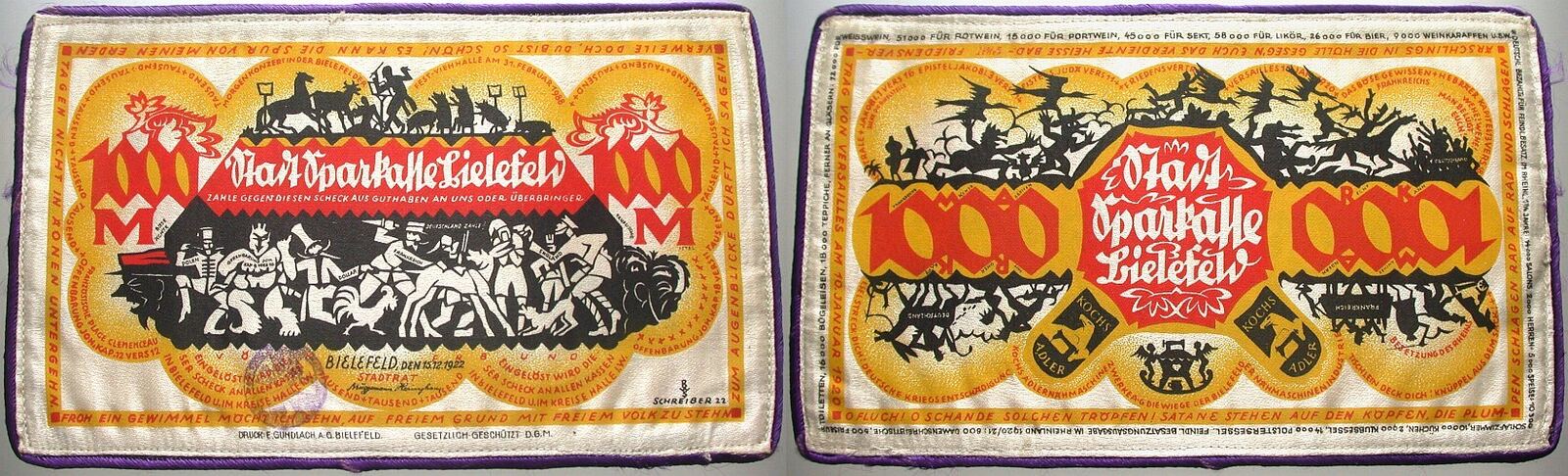 1000 Mark 15.12.1922 Grabowski 57.2.II f Grasser/Pick 25 a Kassenfrisch