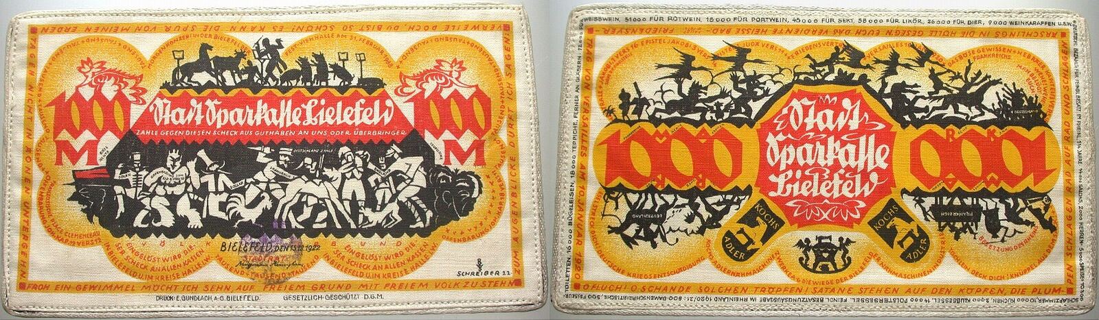 1000 Mark 15.12.1922 Grabowski 58.2.II f Grasser/Pick 26 a Kassenfrisch