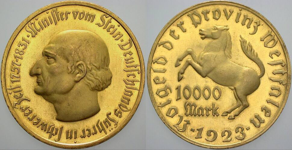 10000 Mark 1923 J.N. 20a Vorzüglich - Stempelglanz