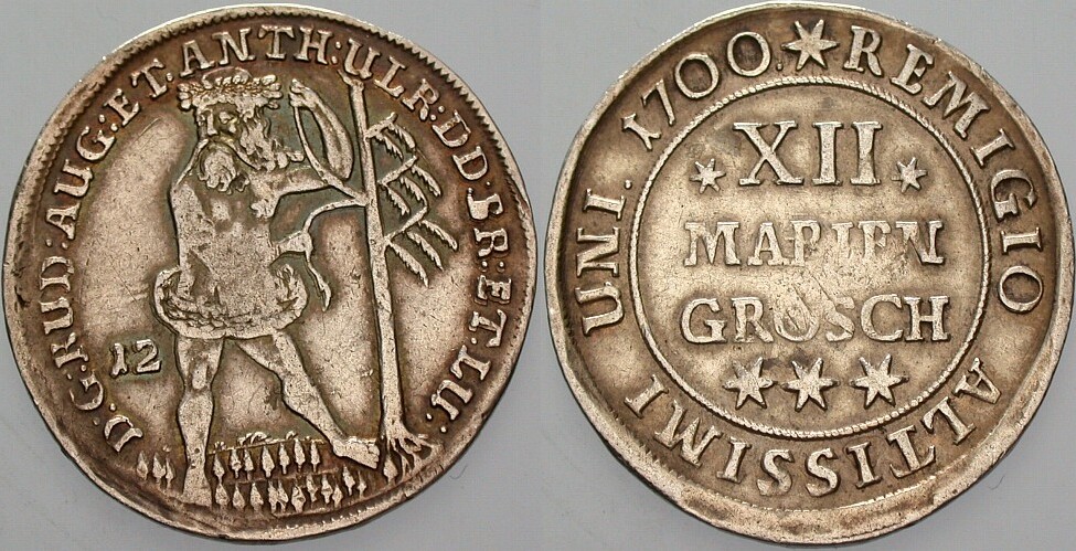 12 Mariengroschen 1700 Welter 2086 Patina, leichte Prägeschwäche, sehr schön