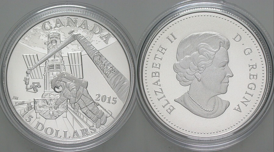 15 Dollar 2015 Polierte Platte, mattiert, im Etui mit Zertifikat
