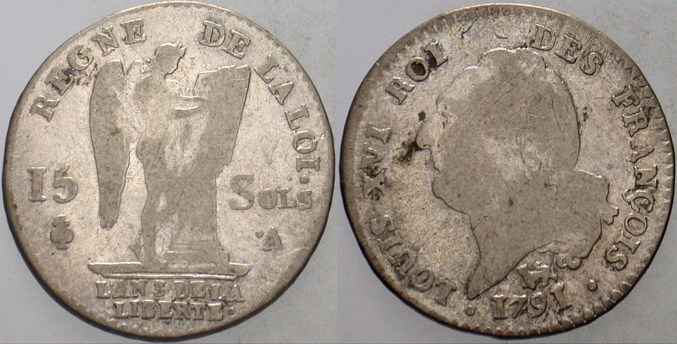 15 Sols 1791 Gadoury 36 Schön