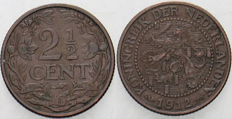 2 1/2 Cent 1912 KM 150 Sehr schön