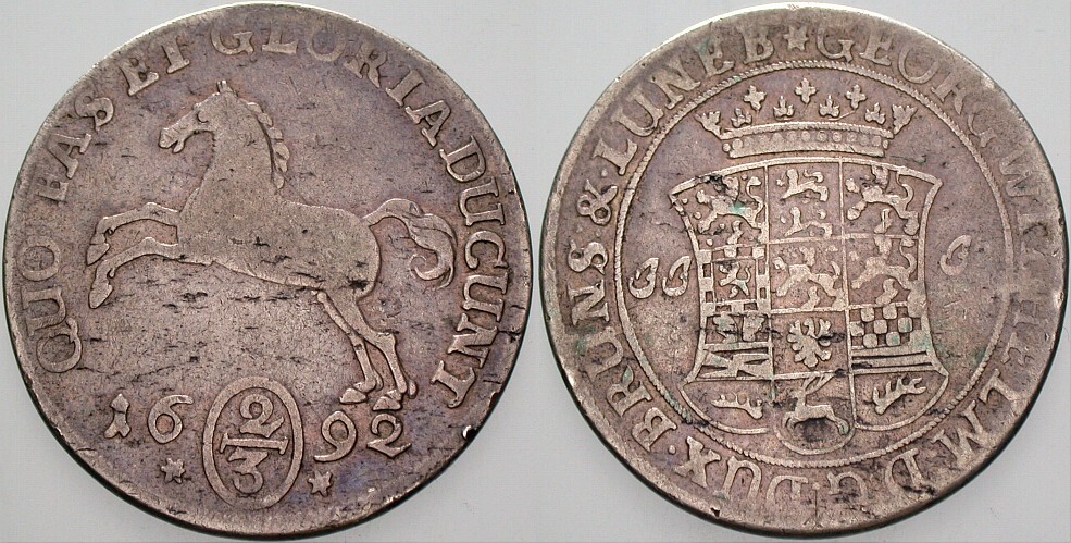 2/3 Taler 1692 Welter 1589 Dav. 366 Sehr schön