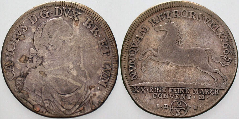 2/3 Taler 1766 Welter 2733 Fast sehr schön