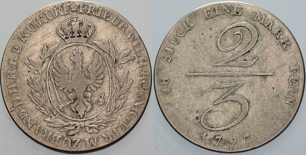 2/3 Taler 1797 Jaeger 184 Fast sehr schön