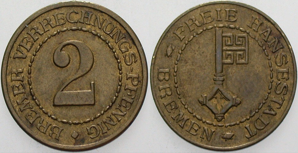 2 Bremer Verrechnungspfennig o.J. J. N.40 Sehr schön