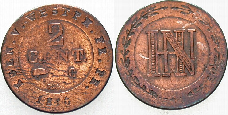 2 Centimes 1810 Jaeger 30 AKS 42 Schön - sehr schön