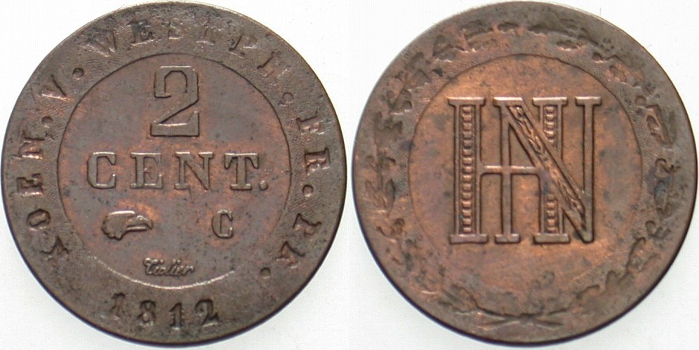 2 Centimes 1812 Jaeger 30 AKS 42 Sehr schön