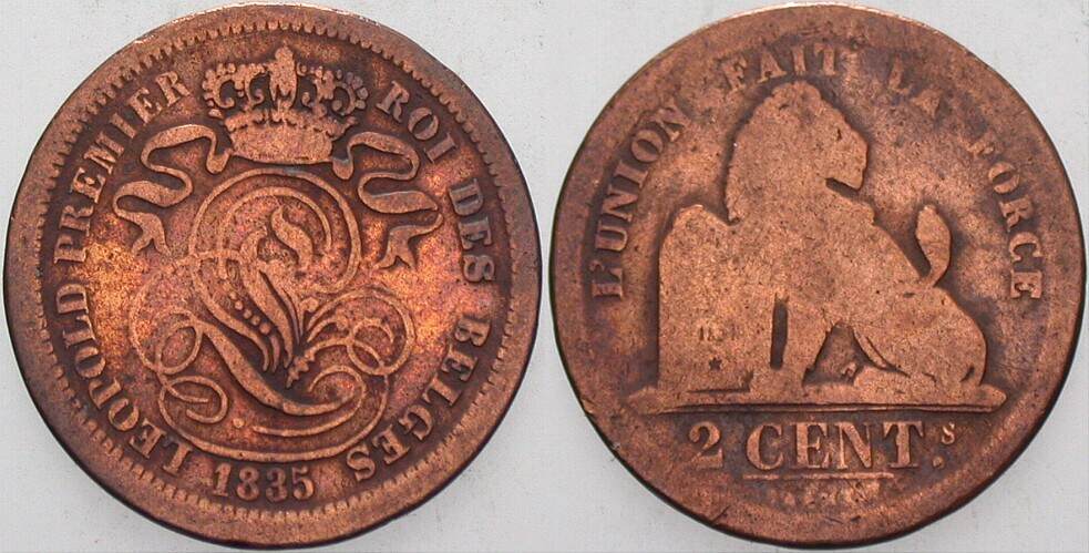 2 Centimes 1835 K.M. 4,2 Schön