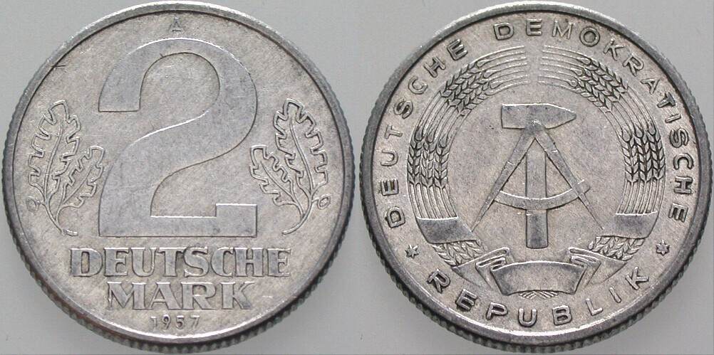 2 Deutsche Mark 1957 J. 1515 Sehr schön