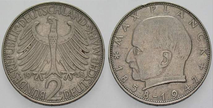 2 Deutsche Mark 1958 J. 392 sehr schön
