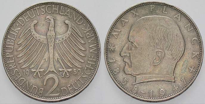 2 Deutsche Mark 1959 J. 392 sehr schön