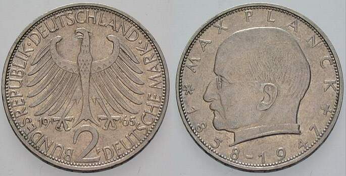 2 Deutsche Mark 1965 J. 392 sehr schön