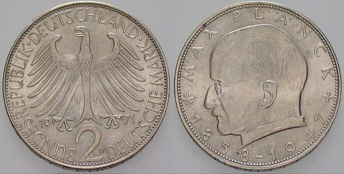 2 Deutsche Mark 1971 J. 392 vorzüglich