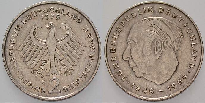 2 Deutsche Mark 1978 J. 407 sehr schön