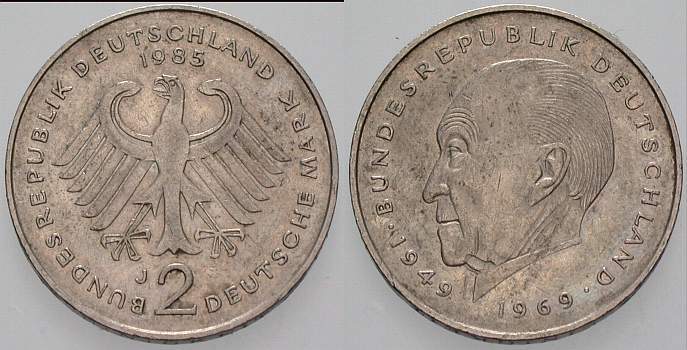 2 Deutsche Mark 1986 J. 406 sehr schön