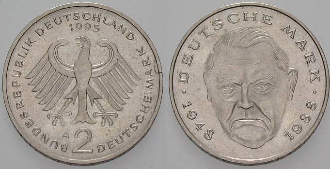 2 Deutsche Mark 1995 J. 445 sehr schön