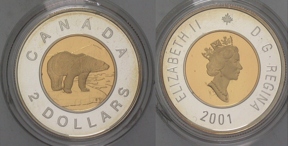 2 Dollar 2001 Polierte Platte