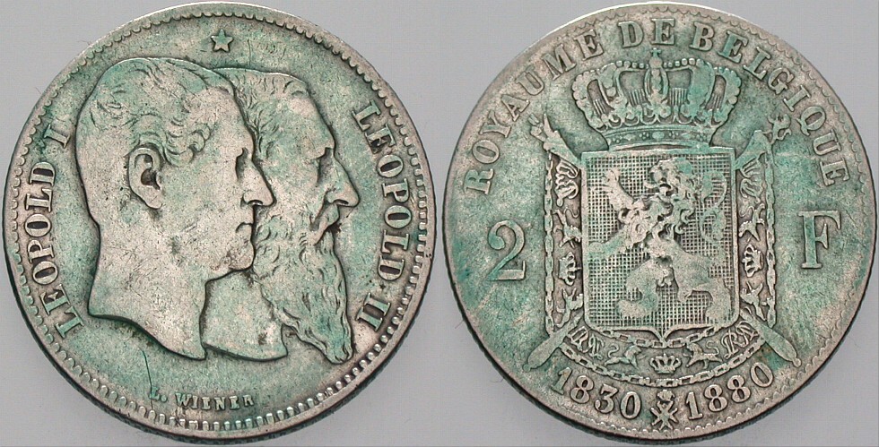 2 Franc 1880 KM. 39 Fast sehr schön