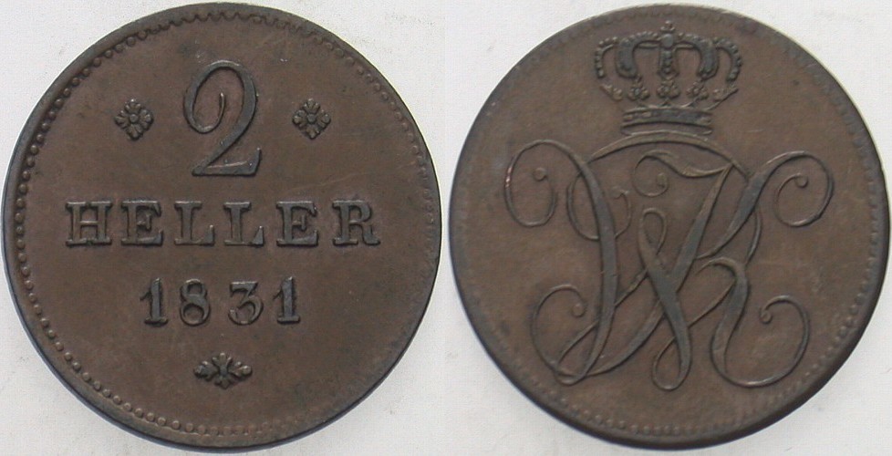 2 Heller 1831 Jaeger 14 AKS 27 Gutes sehr schön