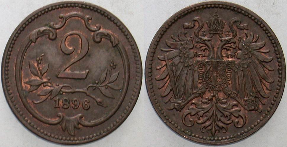 2 Heller 1896 Jl. 373 Vorzüglich
