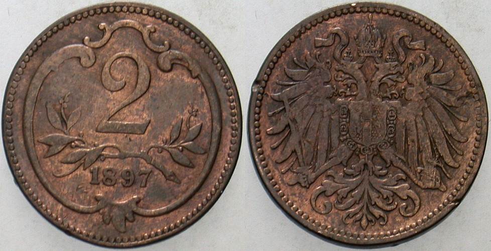 2 Heller 1897 Jl. 373 Vorzüglich