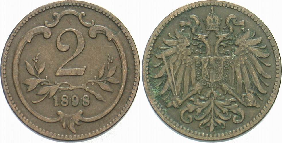 2 Heller 1898 Jl. 373 Sehr schön