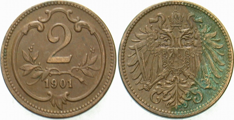 2 Heller 1901 Jl. 373 Sehr schön