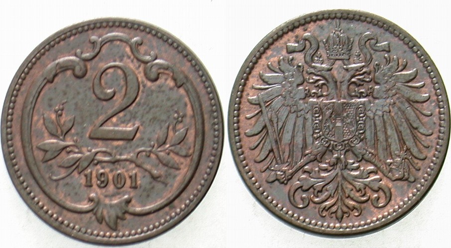 2 Heller 1901 Jl. 373 Vorzüglich
