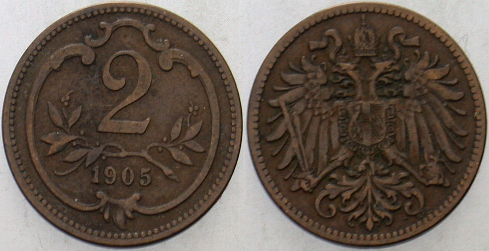 2 Heller 1905 Jl. 373 Sehr schön