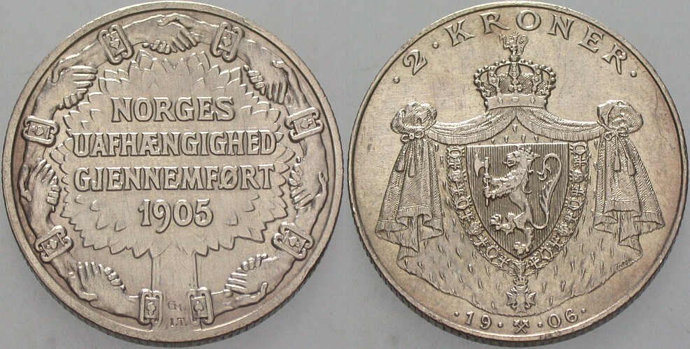 2 Kroner 1905 KM 363 Patina, wz. Rdf., vorzüglich +