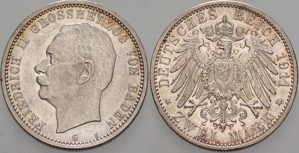 2 Mark 1911 J. 38 Patina, vorzüglich