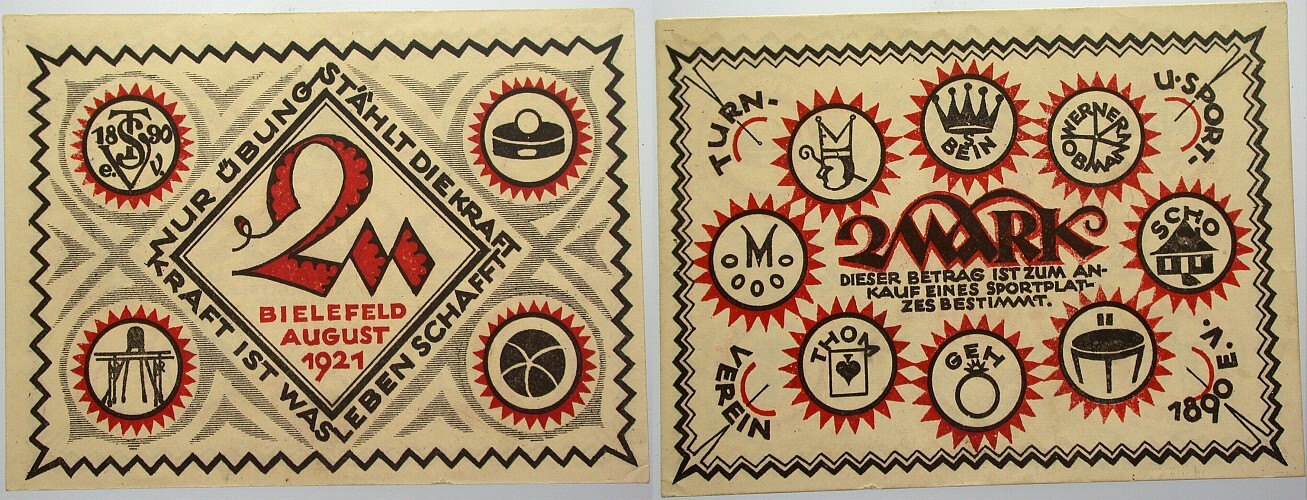 2 Mark August 1921 Topp 81.1. Leicht gebraucht